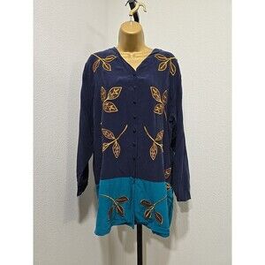 Diane Von Furstenberg Vtg Indie Silk Embroidered Floral Tunic Designer Womens M